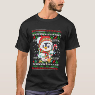 T-shirt Pingouin lumières de Noël Santa Hat Vilain Noël