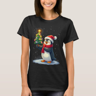 T-shirt Pingouin mignon arbre de Noël Pyjama Filles Garçon