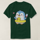 T-shirt Pingouin mignon avec flotteur de bassin de canard (Design devant)