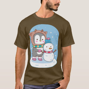 T-shirt Pingouin mignon et homme de neige
