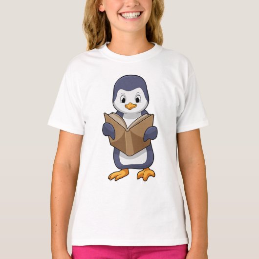 T-shirt Pingouin Nerd avec Livre (Devant)