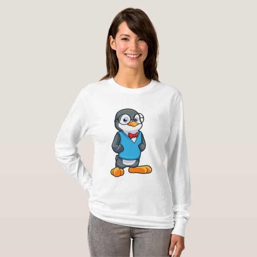 T-shirt Pingouin Nerd avec lunettes (Devant entier)