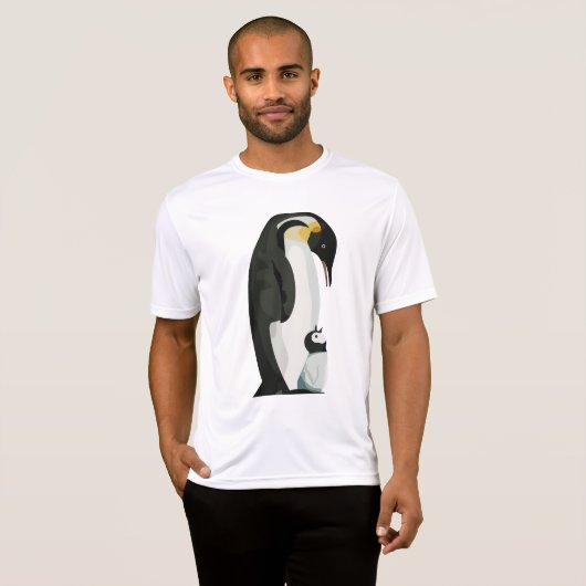 T-shirt Pingouin parent et collage de poussins art (Devant entier)