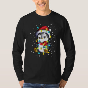T-shirt Pingouin Santa Hat Lumières de Noël