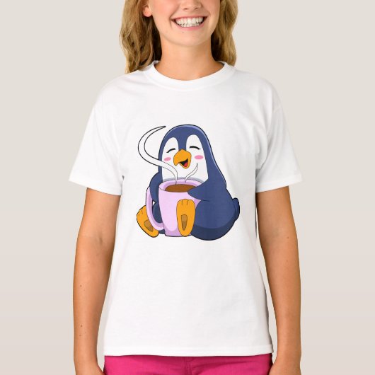 T-shirt Pingouin with Cup of Coffee (Devant)