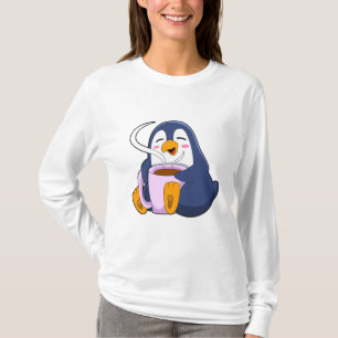 T-shirt Pingouin with Cup of Coffee