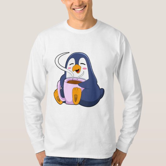 T-shirt Pingouin with Cup of Coffee (Devant)