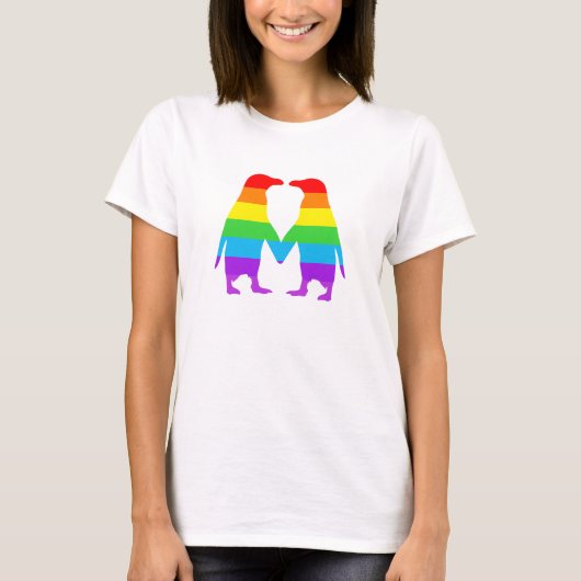 T-shirt Pingouins d'arc-en-ciel tenant des mains (Devant)
