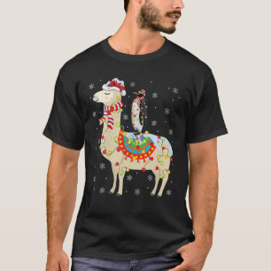 T-shirt Pingouins Lover Xmas Éclairage Penguin Riding Llam