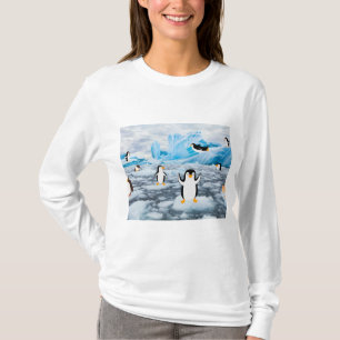T-shirt pingouins mignons dans la glace de l'Antarctique