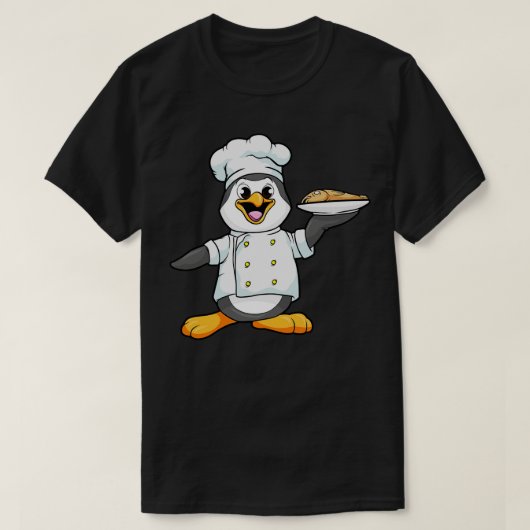 T-shirt Pinguin al Koch mit Fisch (Design devant)