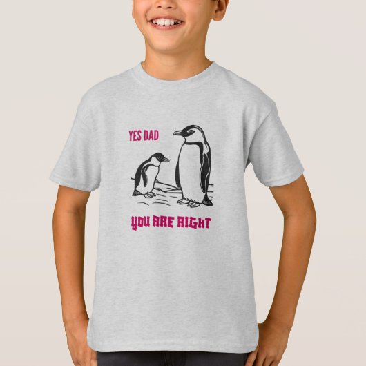 T-shirt pinguïn Leren: "Ja Pap, je hebt gelijk" (Voorkant)