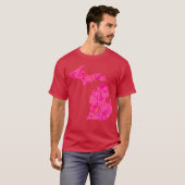 T-shirt Pink abstract Michigan Silhouette (Devant entier)