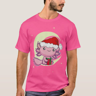 T-shirt Pink Axolotl Kawaii White Christmas Eve Mexican Sa