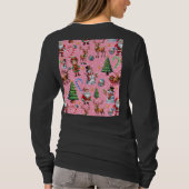T-shirt Pink Background Christmas Decorative Pattern (Dos)