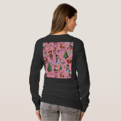 T-shirt Pink Background Christmas Decorative Pattern (Dos entier)