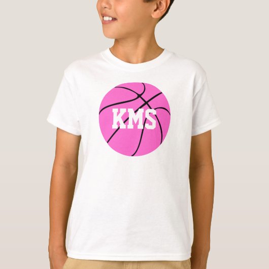 T-shirt Pink Basketball Personnalisé Lettres d'école / Num (Devant)
