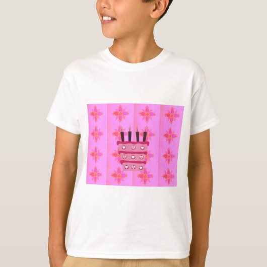 T-shirt Pink Bird Cake Art Imprimer (Devant)