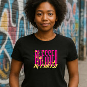 T-shirt Pink Blessed In Christ - Butterflies