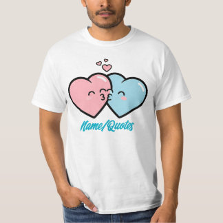 T-shirt Pink & Blue Hearts Kiss