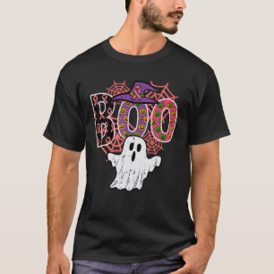 T-shirt Pink Boo Spider Web Ghost Costume d'Halloween Femm