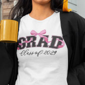 T-shirt Pink Bow Black Varsity Letter Grad Class of Year
