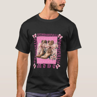 T-shirt Pink Bow Christian Cowgirl Boot Western Bible Vers