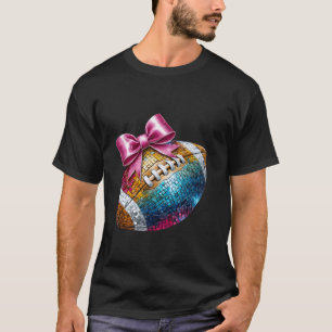 T-shirt Pink Bow Coquette Football Disco Ball Jour Maman