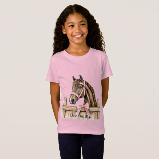 T-Shirt Pink Bow Horse  (Devant entier)