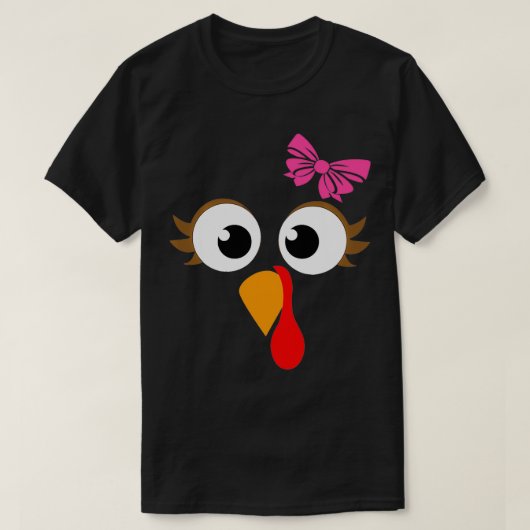 T-shirt Pink Bow Thanksgiving Turquie Face Girl (Design devant)