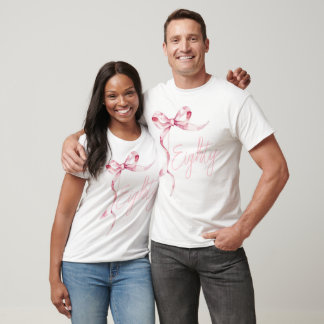 T-shirt Pink Bows Quatre-vingts moderne fête d'anniversair
