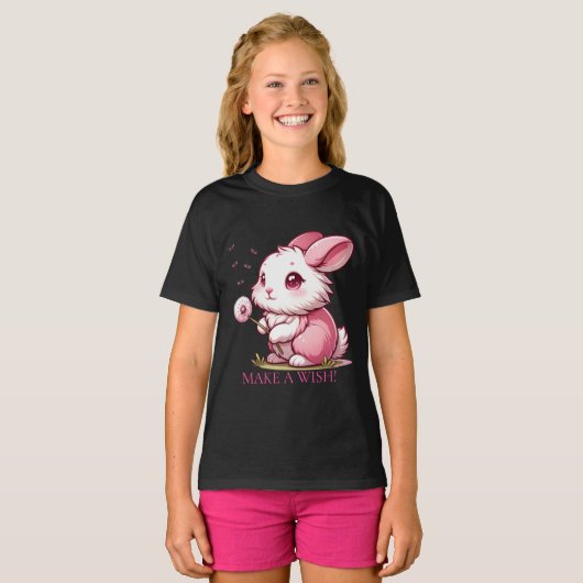 T-shirt Pink Bunny and Dandelion Wish (Devant entier)