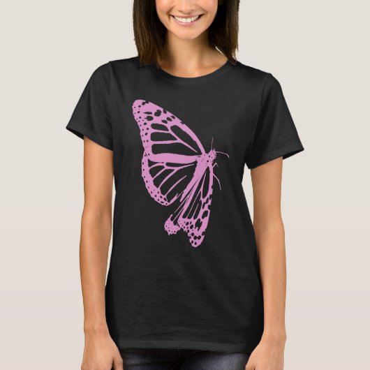 T-shirt Pink Butterfly Women's Artistic and Minimal Aesthe (Devant)