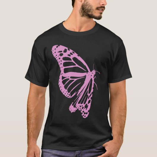 T-shirt Pink Butterfly Women's Artistic and Minimal Aesthe (Devant)
