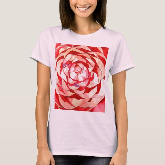 T-shirt Pink Camellia abstract art painting original (Devant)
