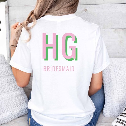 T-shirt Pink clair + Soirée de mariage Monogramme vert