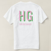 T-shirt Pink clair + Soirée de mariage Monogramme vert (Design dos)