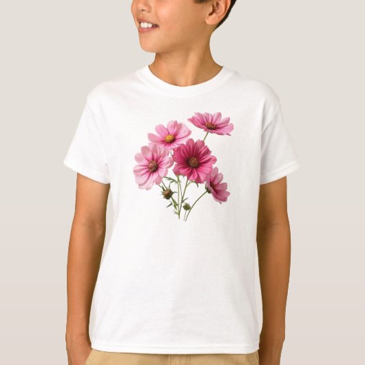 T-shirt Pink cosmos Flowers (Devant)