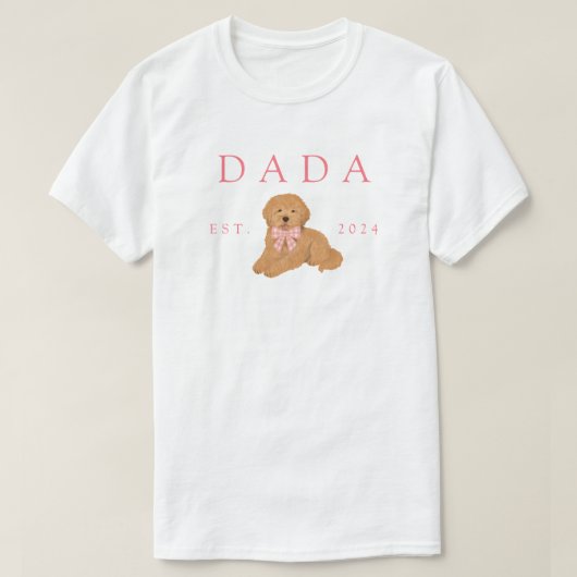 T-shirt Pink Dada Golden Doodle Birthday (Design devant)