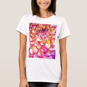 T-shirt Pink Dahlia fleurs aquarelle art