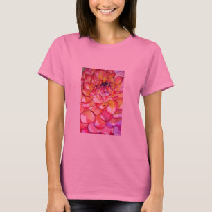 T-shirt Pink Dahlia fleurs aquarelle art
