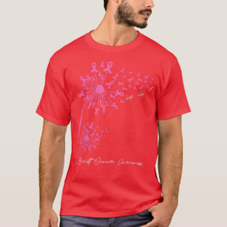 T-shirt Pink Dandelion Faith Hope Love Cancer du sein Awar