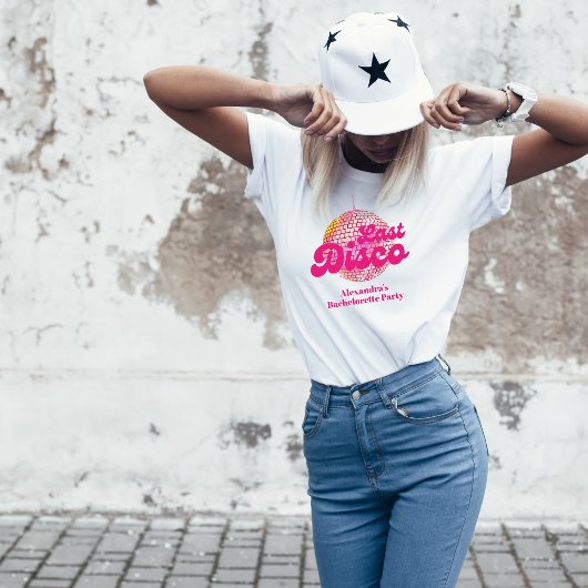 T-shirt Pink Dernier Disco Retro 70's Bachelorette Party