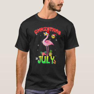 T-shirt Pink Flamingo in Santa Hat Christmas in July Girl