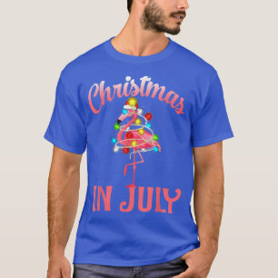T-shirt Pink Flamingo in Santa Hat Christmas in July Girl