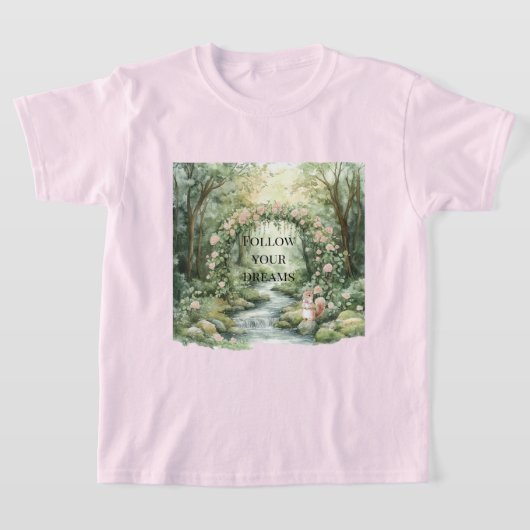 T-shirt Pink Floral Forest Squirrel (Poser)