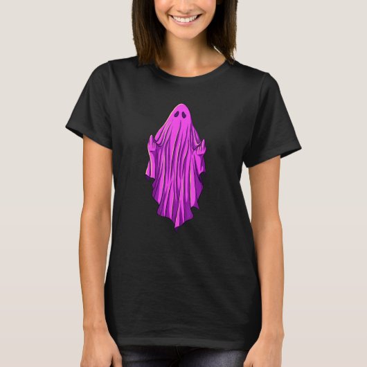 T-shirt Pink ghost with middle fingers (Devant)