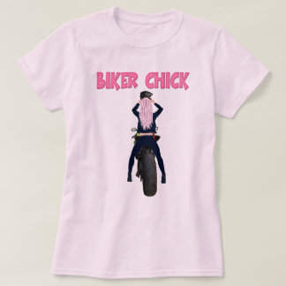 T-shirt Pink Hair Biker Chick Motorcycle