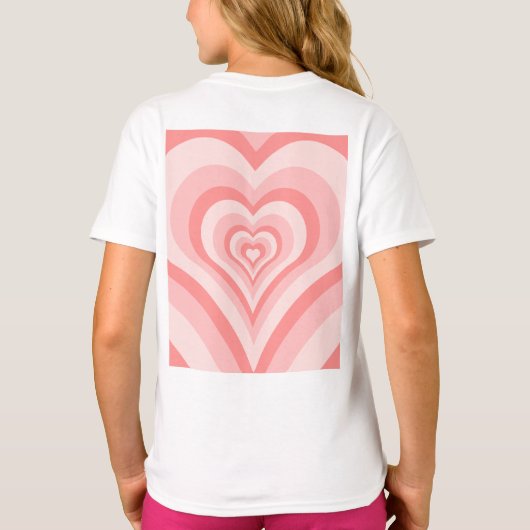 T-shirt Pink Heart Gradient Pattern – Cute Girly Love (Dos)