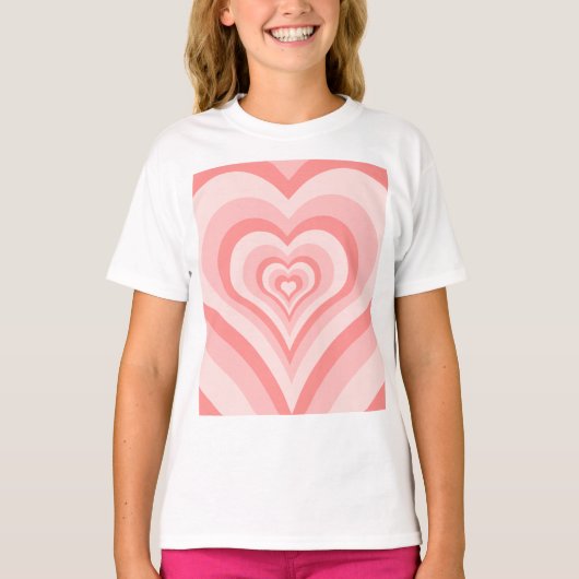 T-shirt Pink Heart Gradient Pattern – Cute Girly Love (Devant)